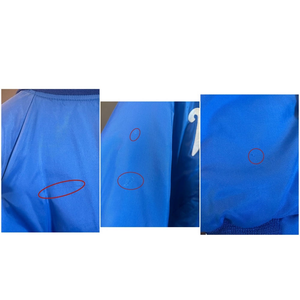 Vintage 90s Wyoming 36 Holloway Blue and White Varsity Bomber Jacket Men's - Picture 14 of 14